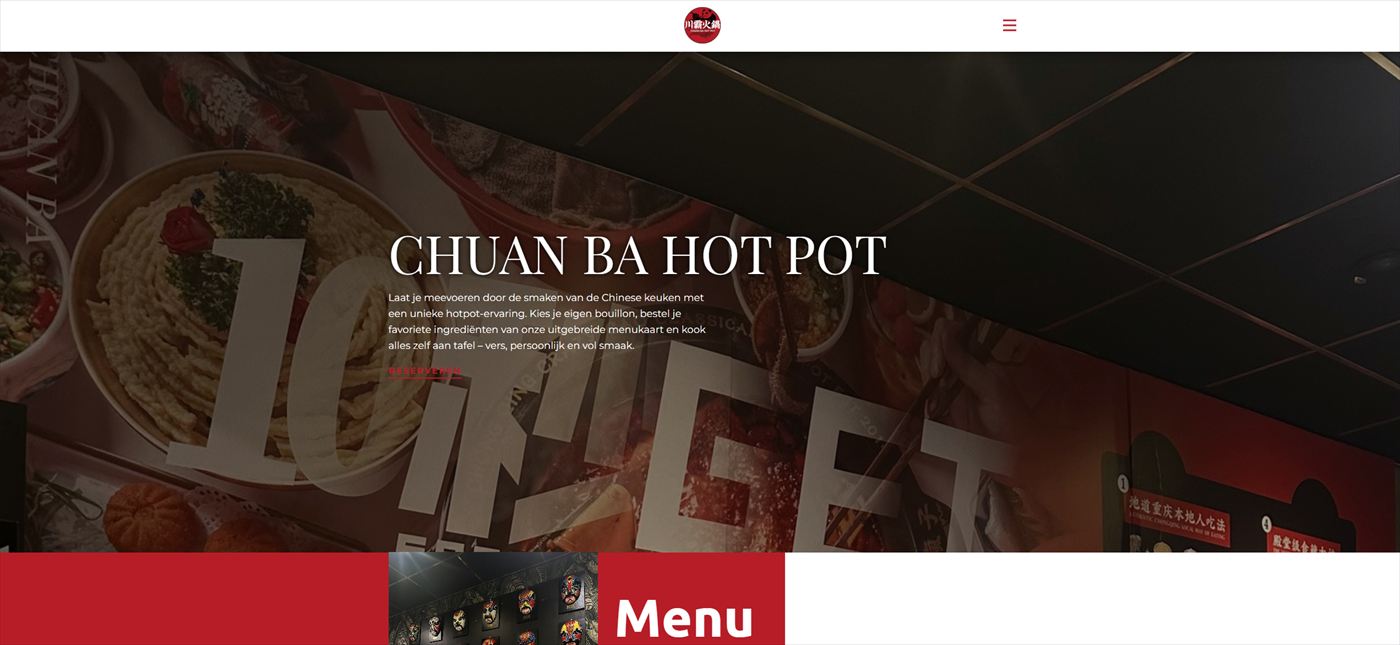 Website van restaurant Chuan Ba Hotpot
